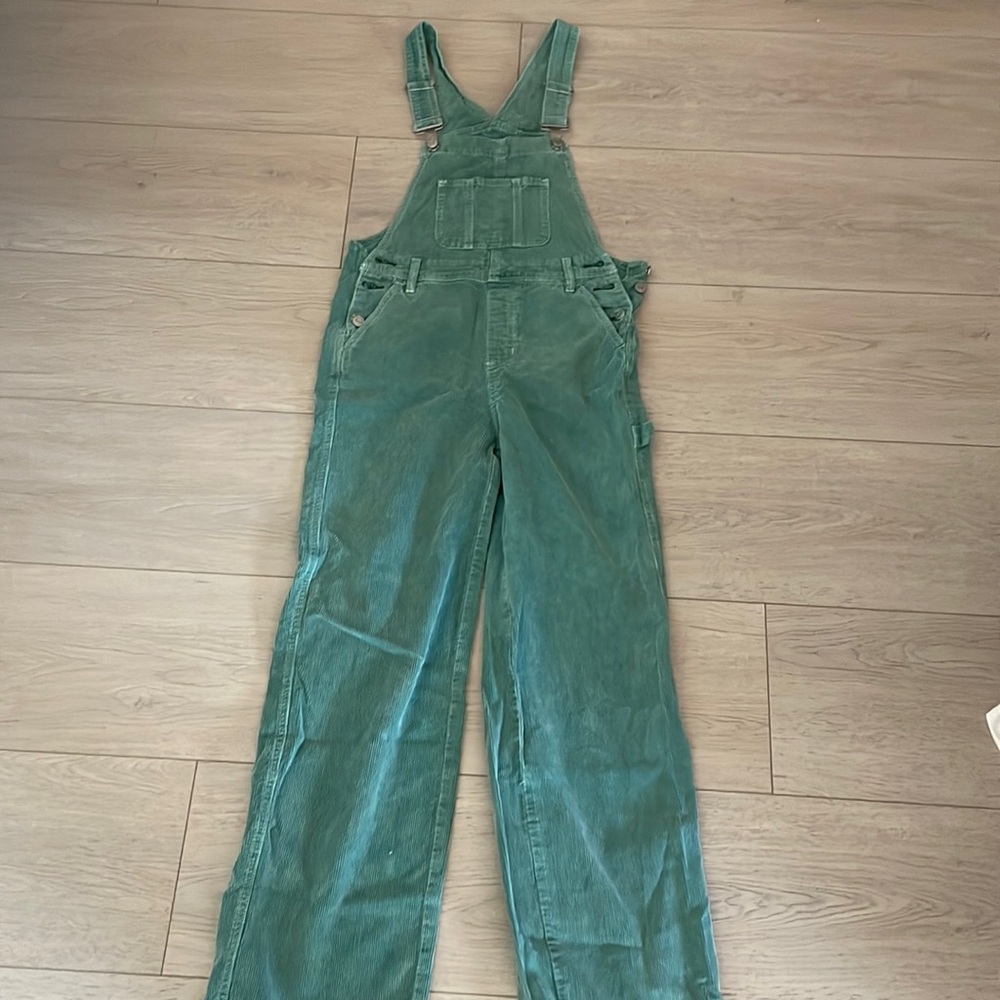 Pacsun blue/green corduroy overalls size XS, small damage